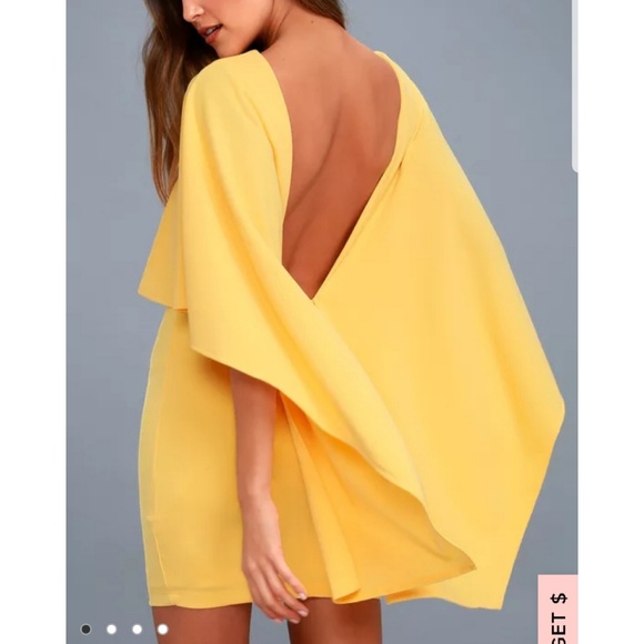 Yellow Backless/ OpenBack Cocktail Summer Dress - Picture 2 of 5